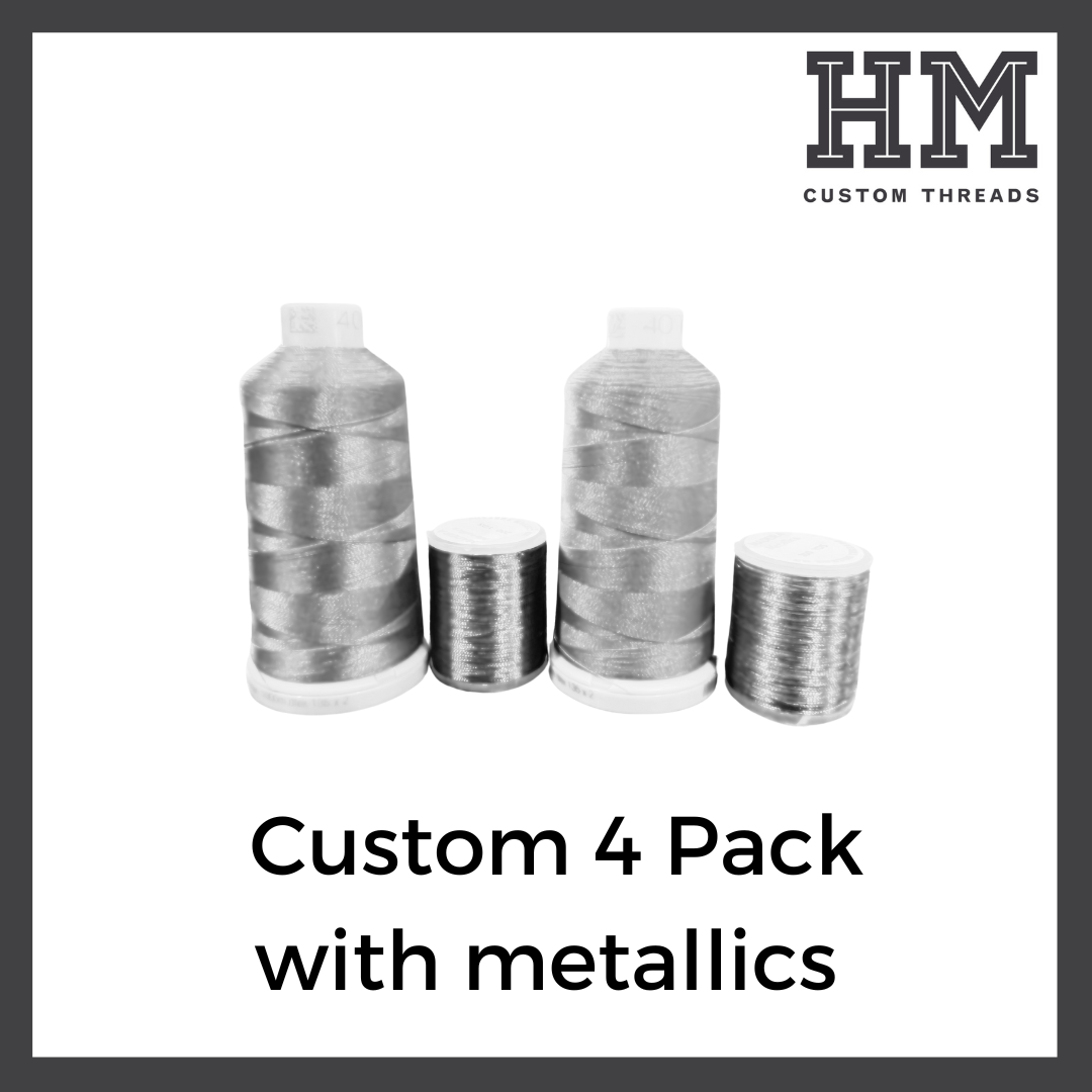 Custom 4 Color Pack with Metallics – HM Custom Threads